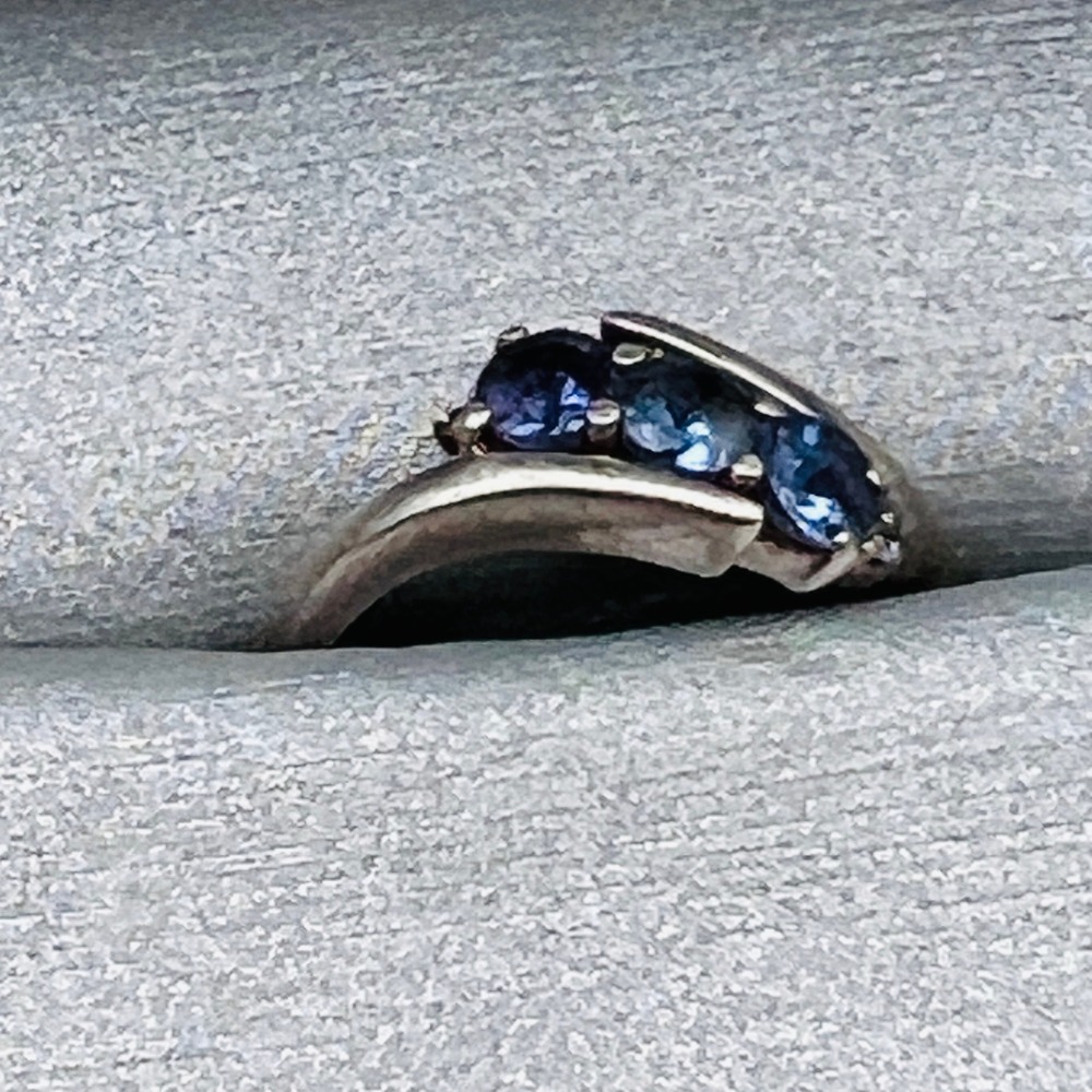 Vintage Blue Stone Bypass Ring Size 6 Sterling Silver Modern Twist Style 925